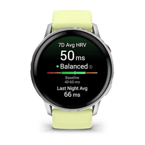 Garmin Venu 4 45MM Silver with Citron Silicone band Smart Watch