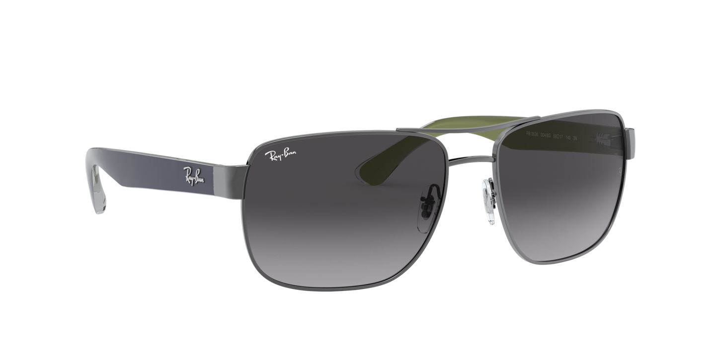 Ray-Ban RB3530 004/8G 58 Men's Square Sunglasses – Gradient Grey Lenses, Gunmetal Frame