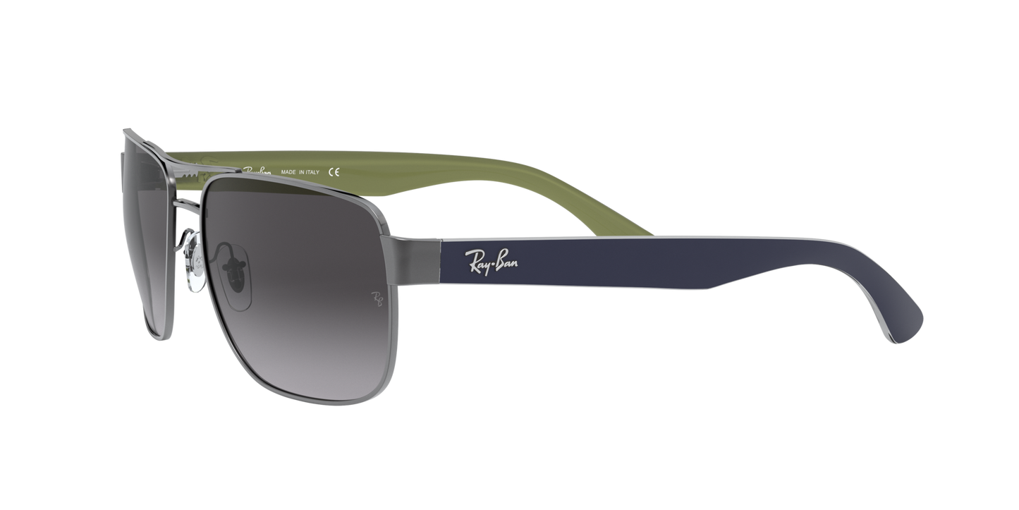 Ray-Ban RB3530 004/8G 58 Men's Square Sunglasses – Gradient Grey Lenses, Gunmetal Frame