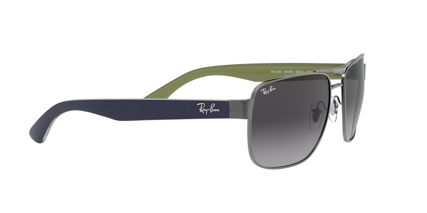 Ray-Ban RB3530 004/8G 58 Men's Square Sunglasses – Gradient Grey Lenses, Gunmetal Frame