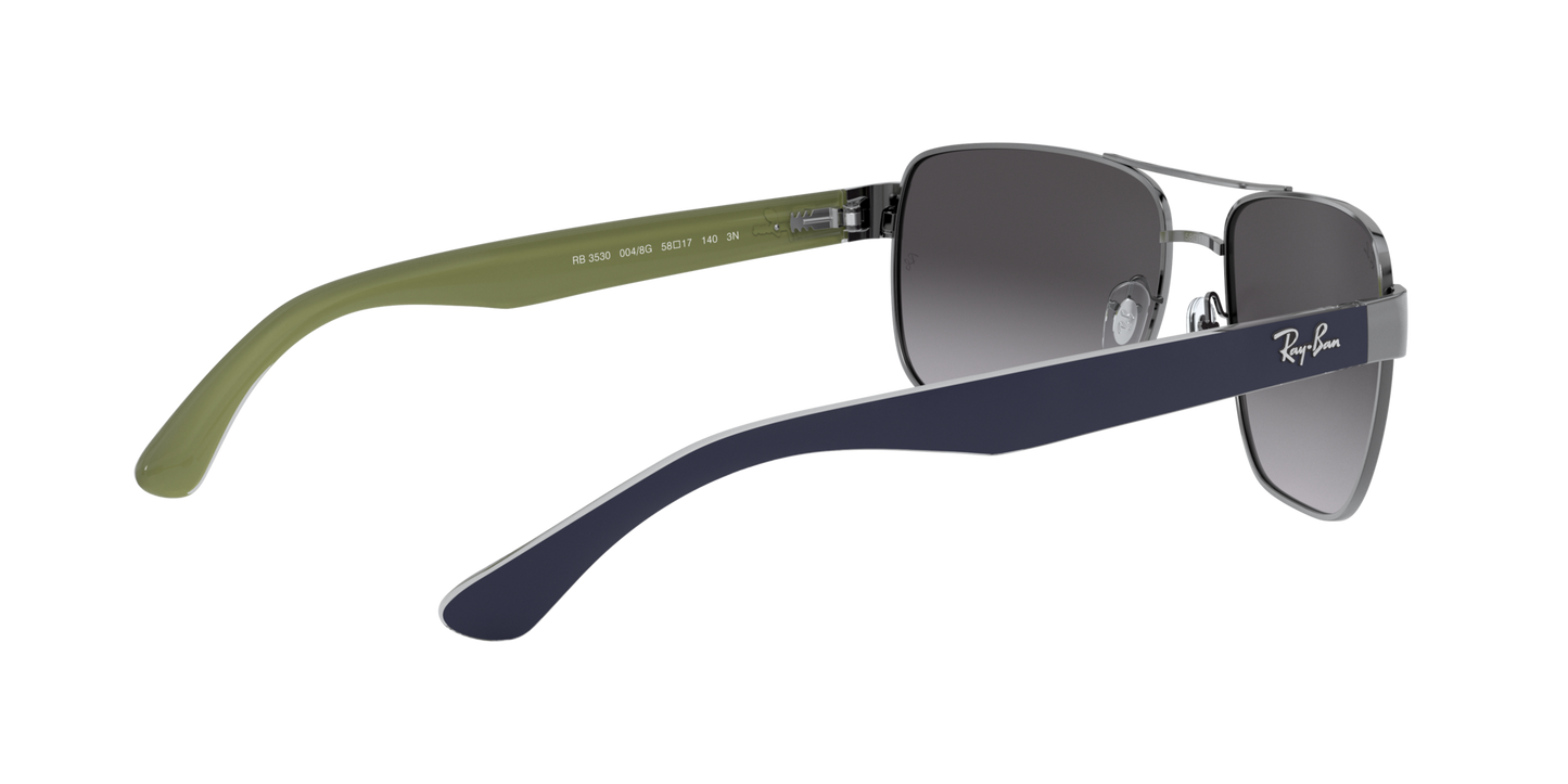 Ray-Ban RB3530 004/8G 58 Men's Square Sunglasses – Gradient Grey Lenses, Gunmetal Frame