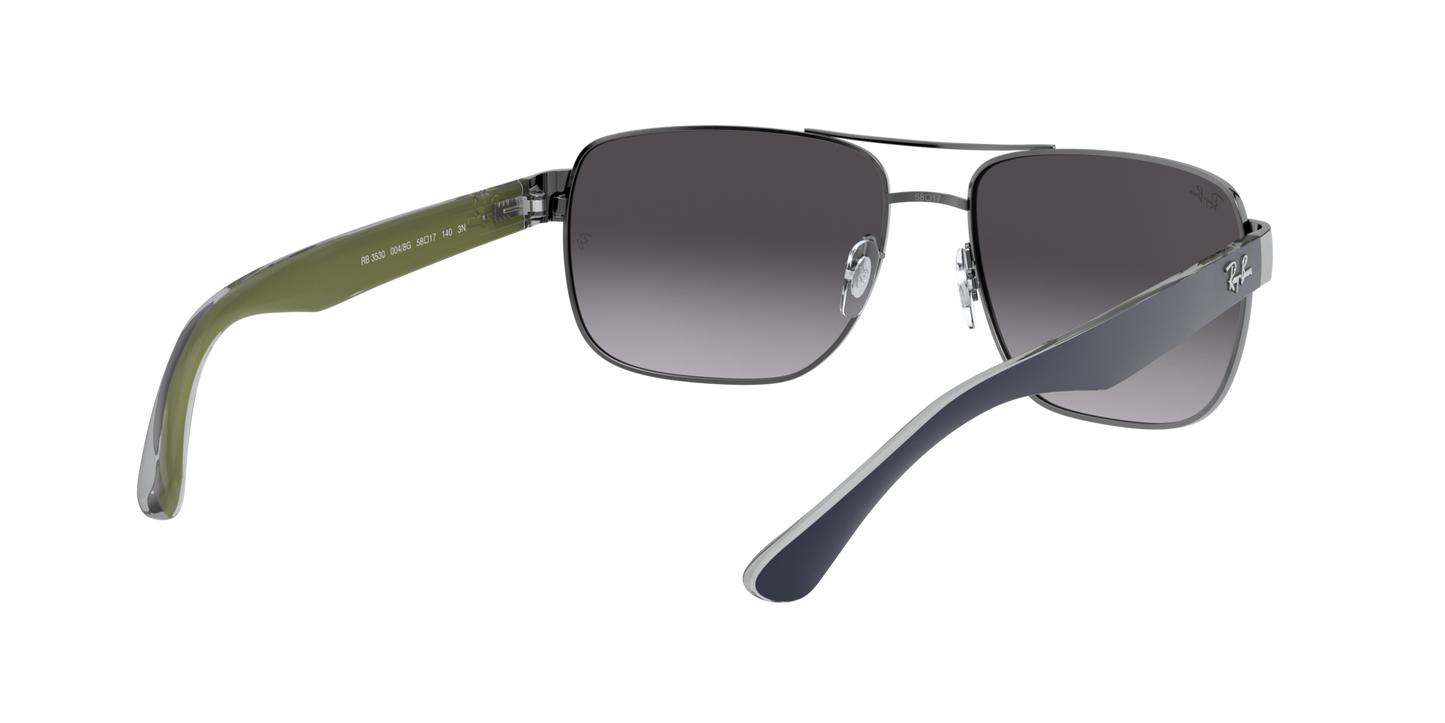 Ray-Ban RB3530 004/8G 58 Men's Square Sunglasses – Gradient Grey Lenses, Gunmetal Frame