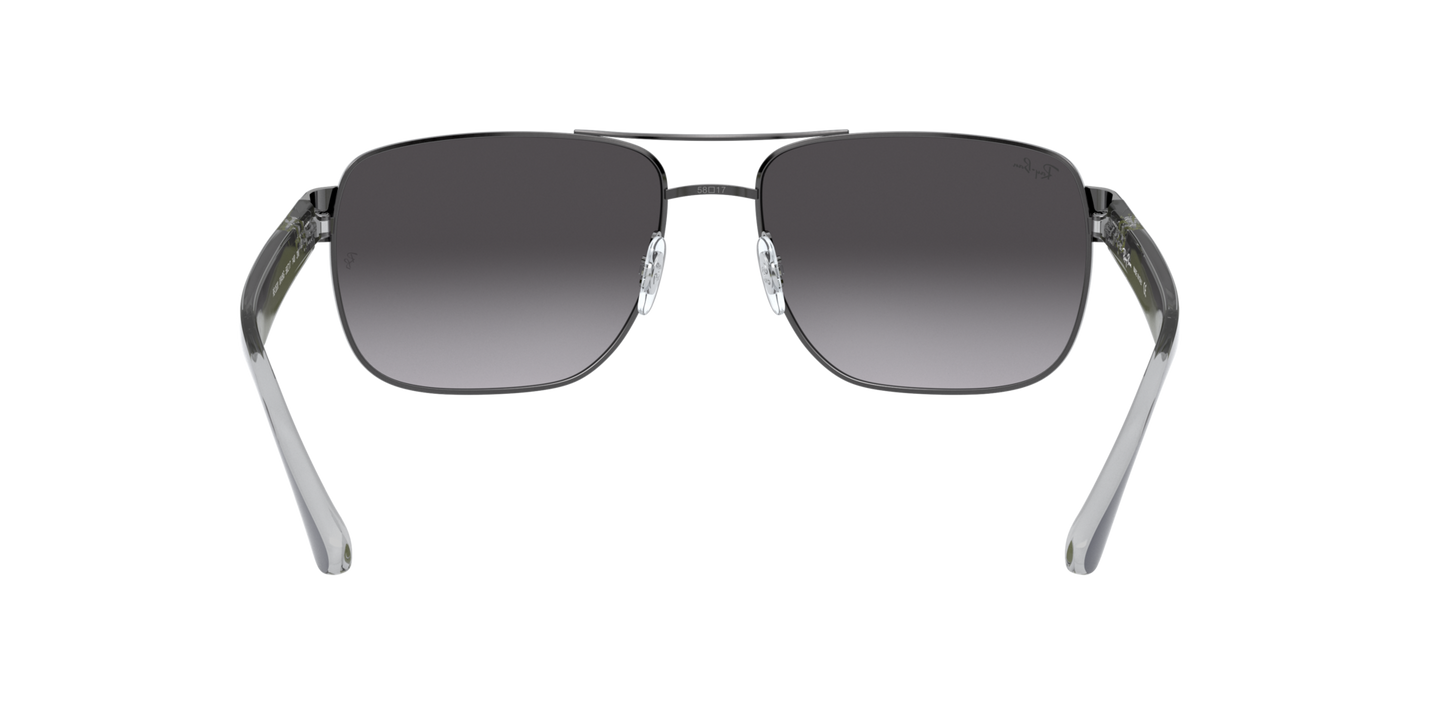 Ray-Ban RB3530 004/8G 58 Men's Square Sunglasses – Gradient Grey Lenses, Gunmetal Frame