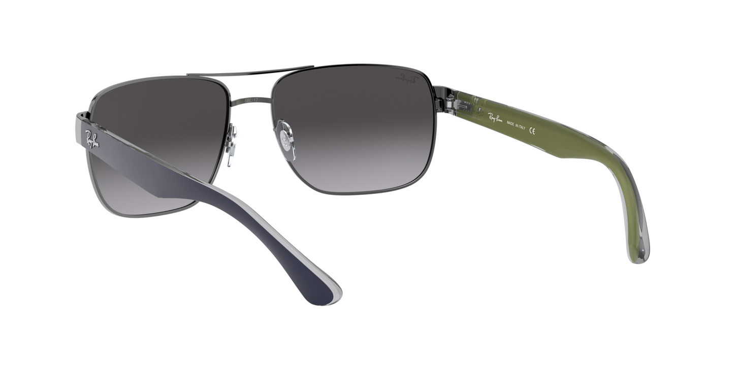 Ray-Ban RB3530 004/8G 58 Men's Square Sunglasses – Gradient Grey Lenses, Gunmetal Frame