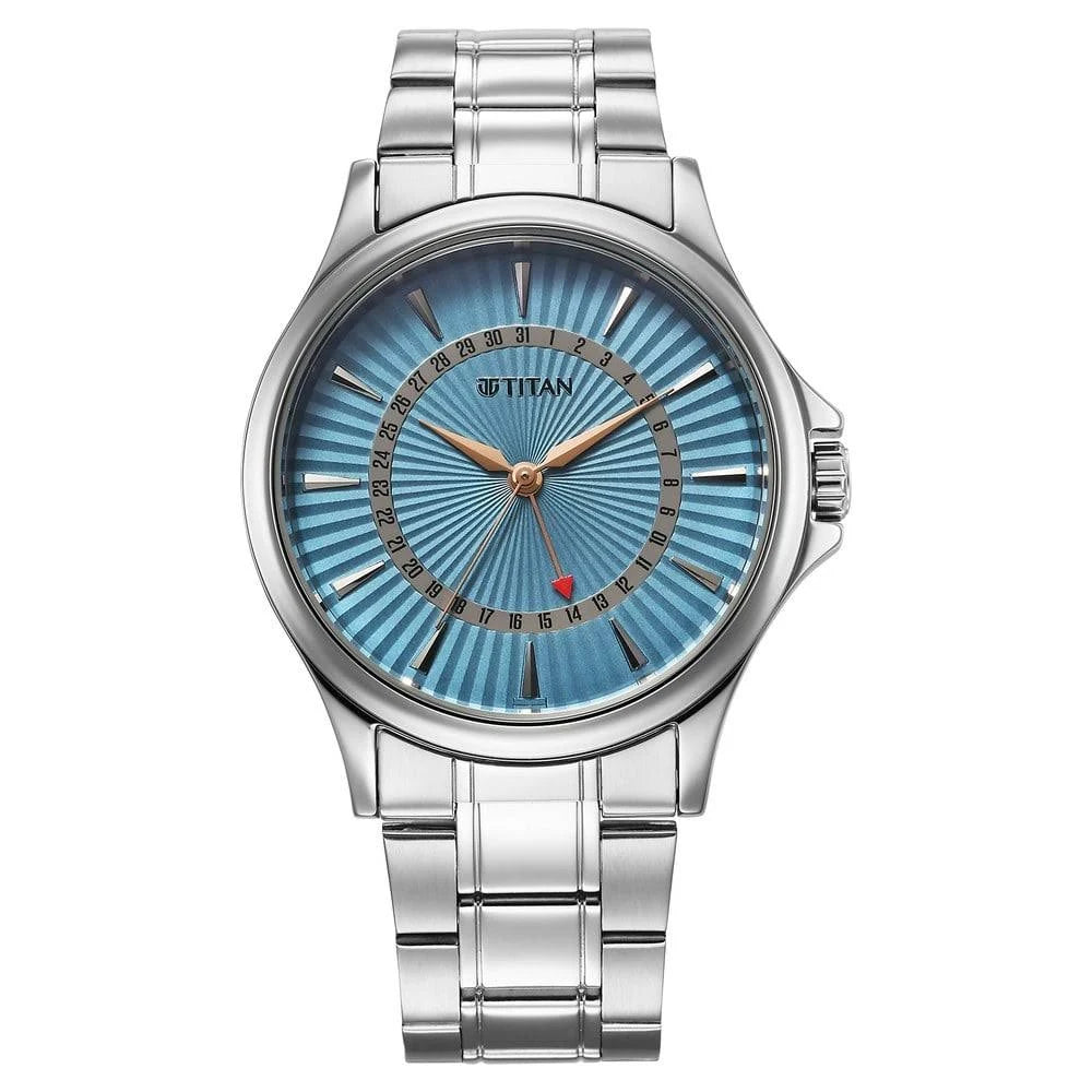 Titan Karishma Quartz Analog with Date Blue Dial Watch For Men 10038SM01