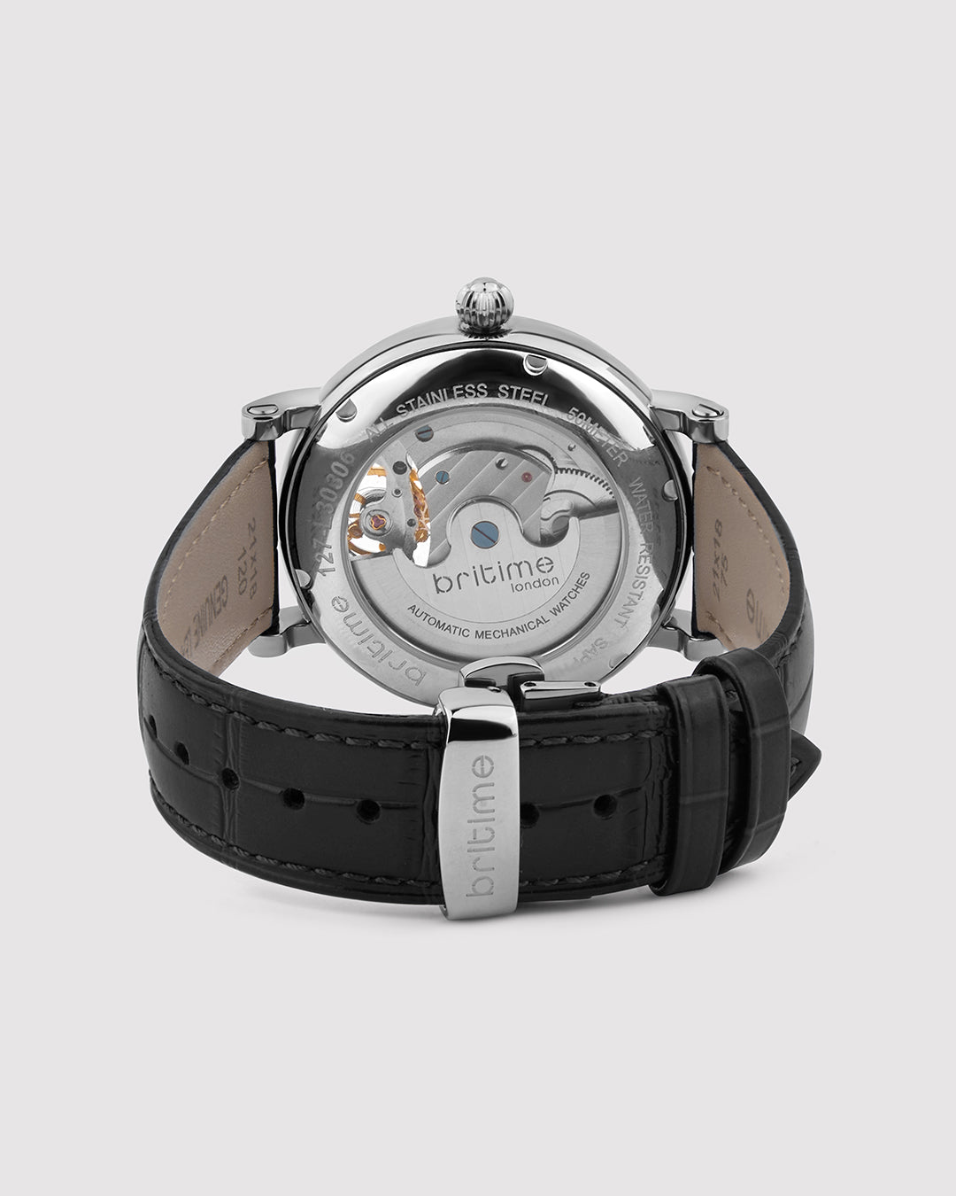 Britime Jupiter Men Automatic Silver Dial Analog Leather Strap Watch 127-L10306
