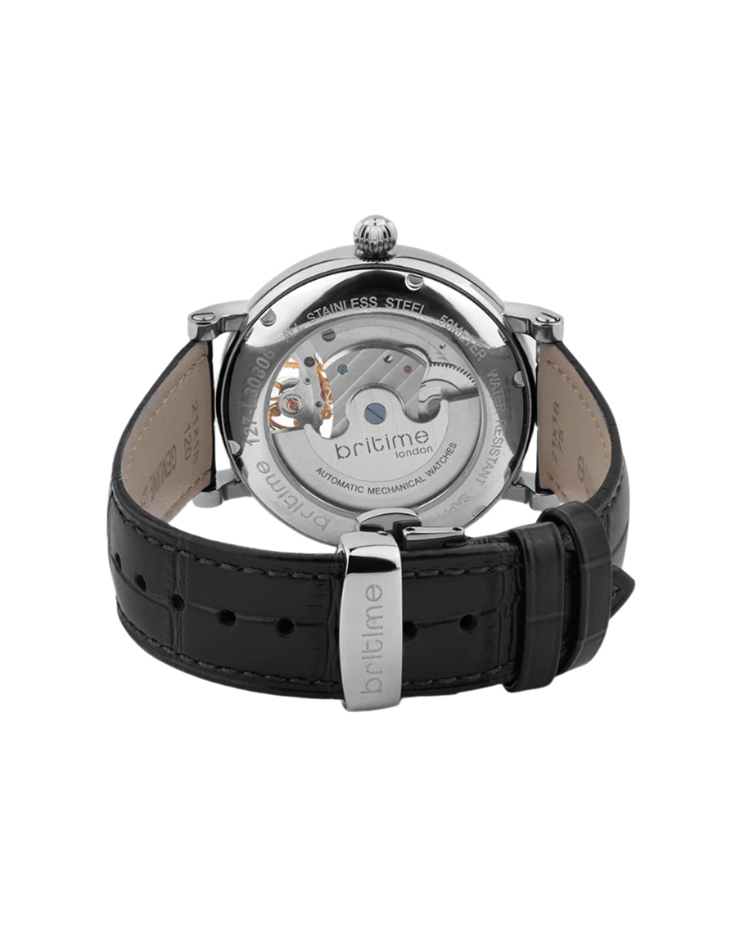Britime Jupiter Men Automatic Silver Dial Analog Leather Strap Watch 127-L10306