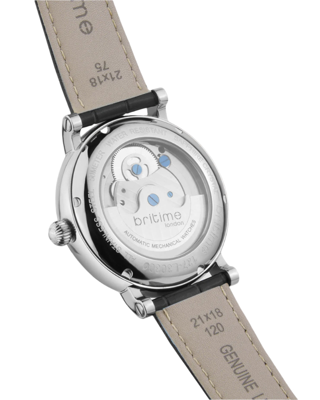 Britime Jupiter Men Automatic Silver Dial Analog Leather Strap Watch 127-L10306