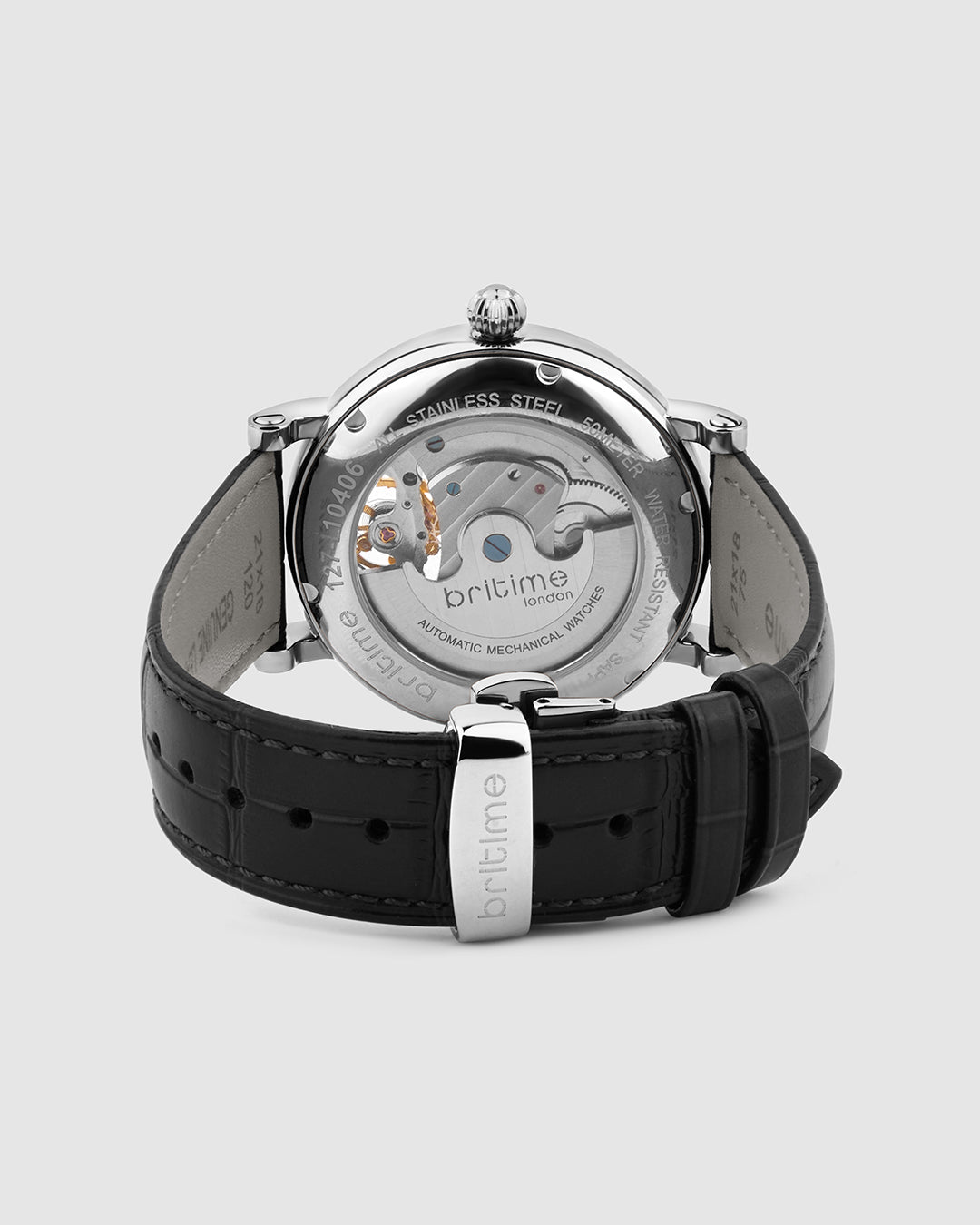 Britime Jupiter Men Automatic Black Dial Analog Leather Strap Watch 127-L10406