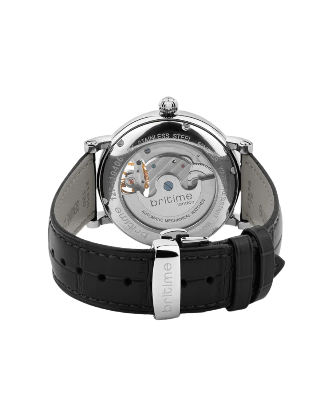 Britime Jupiter Men Automatic Black Dial Analog Leather Strap Watch 127-L10406