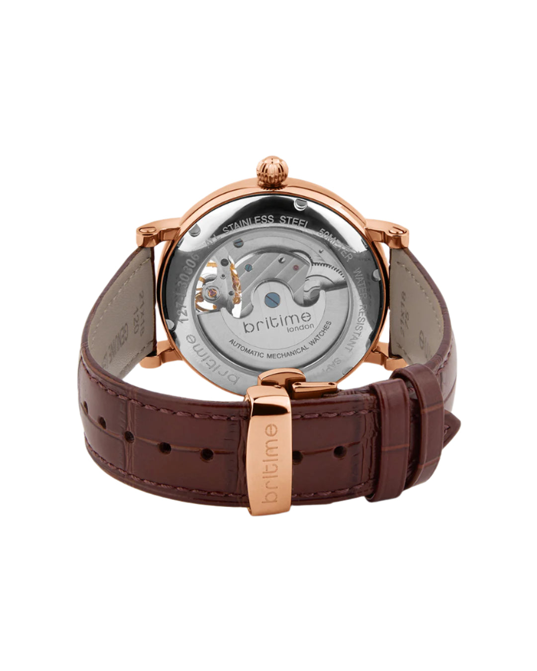 Britime Jupiter Men Automatic Silver Dial Analog Leather Strap Watch 127-L30306