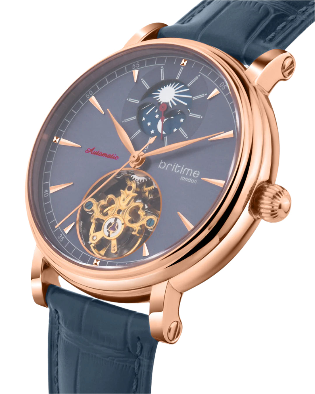 Britime Jupiter Men Automatic Blue Dial Analog Leather Strap Watch 127-L30507