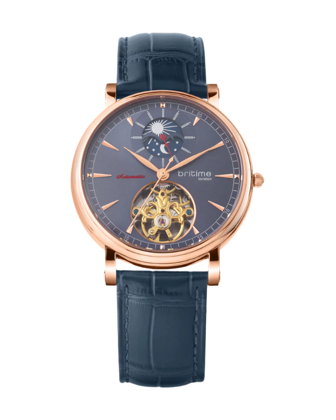 Britime Jupiter Men Automatic Blue Dial Analog Leather Strap Watch 127-L30507