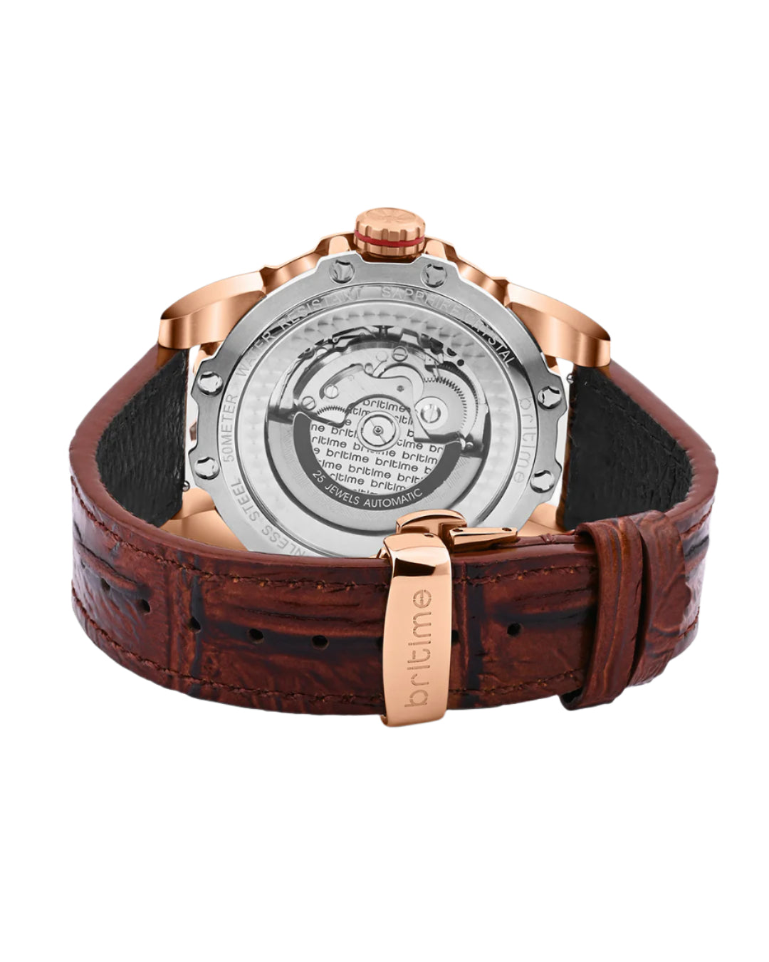 Britime Era Men Automatic Silver Dial Analog Leather Watch 147-L30308