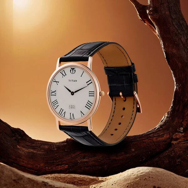 Titan Edge Quartz Analog White Roman Numerals Men's Watch - NT1595WL01