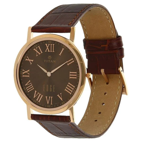 Titan Edge Quartz Analog Brown Roman Numerals Dial Men's Watch - NT1595WL03