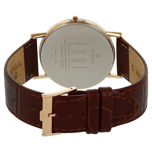 Titan Edge Quartz Analog Brown Roman Numerals Dial Men's Watch - NT1595WL03