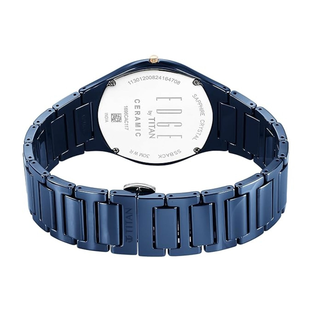 Titan Edge Bicolour Quartz Analog Blue Dial Blue Ceramic Strap Watch For Men 1696KC05