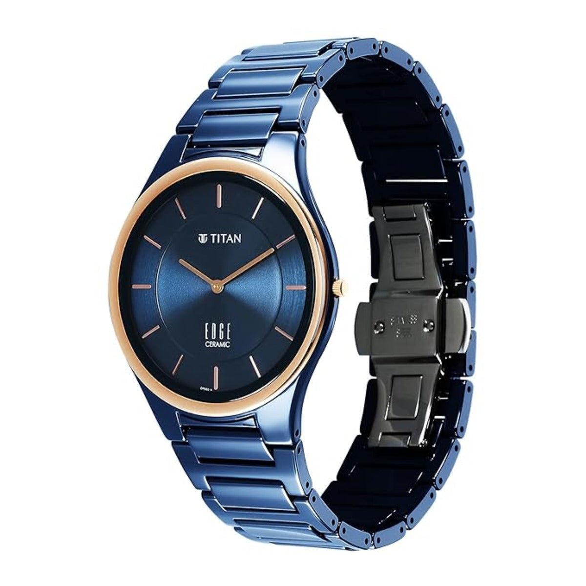 Titan Edge Bicolour Quartz Analog Blue Dial Blue Ceramic Strap Watch For Men 1696KC05