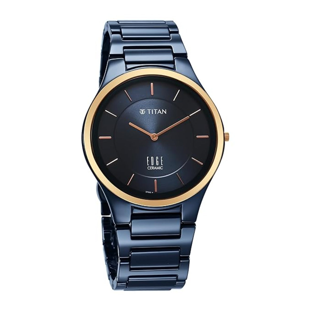Titan Edge Bicolour Quartz Analog Blue Dial Blue Ceramic Strap Watch For Men 1696KC05
