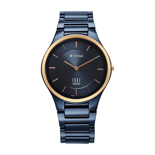 Titan Edge Bicolour Quartz Analog Blue Dial Blue Ceramic Strap Watch For Men 1696KC05