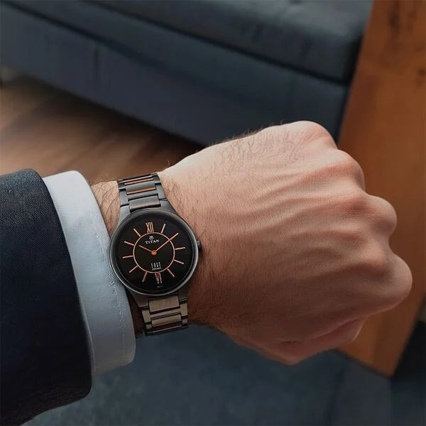 Titan Edge Ceramic Quartz in Rich Black Dial Watch for Men NT1696NC01