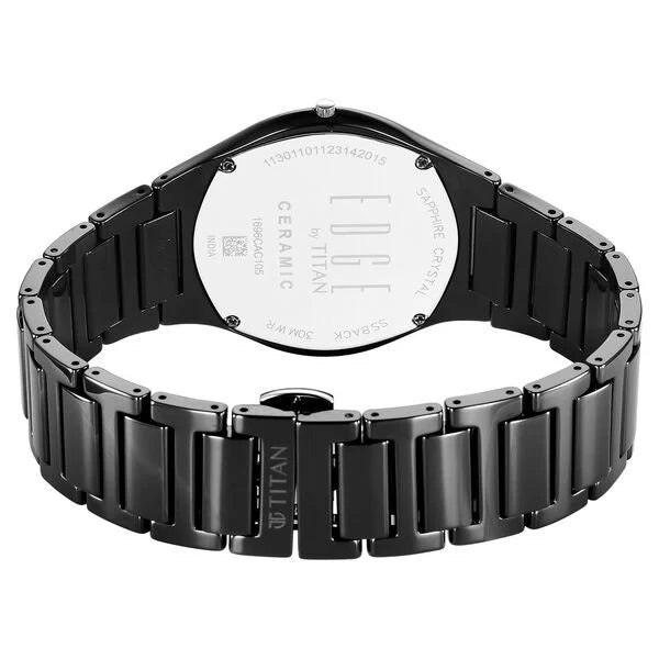 Titan Edge Ceramic Quartz in Glossy Black Dial Men's Watch - NT1696NC12