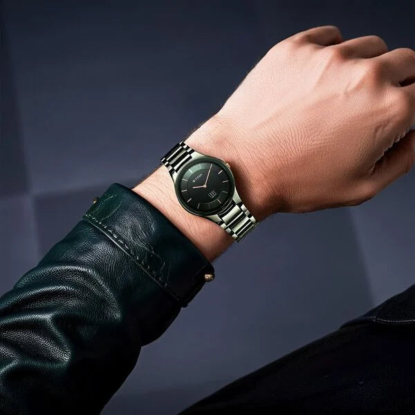 Titan Edge Ceramic Quartz in Glossy Green Dial Men's Watch NT1696QC06