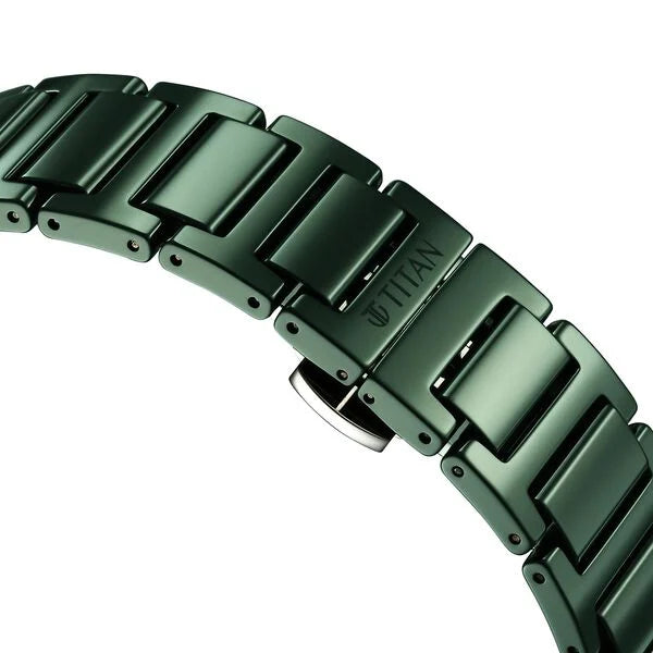Titan Edge Ceramic Quartz in Glossy Green Dial Men's Watch NT1696QC06