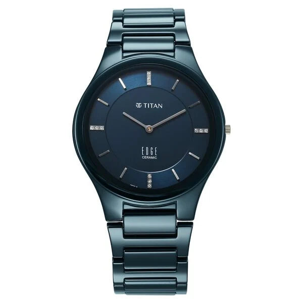 Titan Edge Ceramic Quartz in Atlantic Blue Dial Men's Watch - NT1696QC09