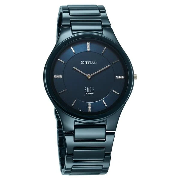 Titan Edge Ceramic Quartz in Atlantic Blue Dial Men's Watch - NT1696QC09