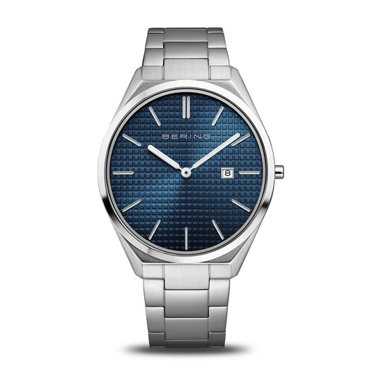 Bering Ultra Slim Blue Dial Stainless Steel Analog Men Watch 17240-707