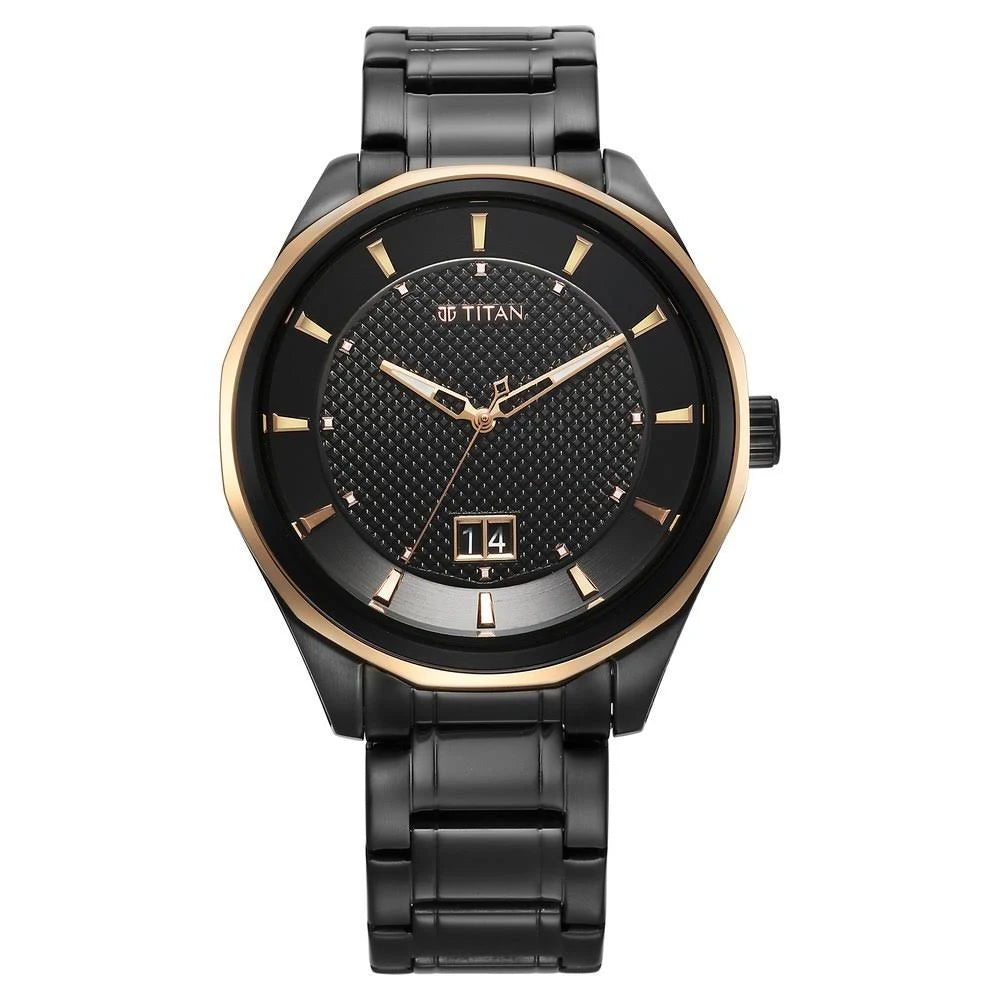 Titan Regalia Opulent Quartz Analog with Date Black Dial Men Watch 1829KM04