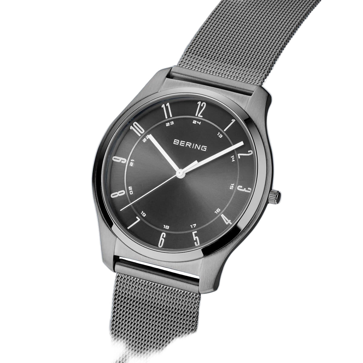 Bering Ultra Slim Grey Dial Analog Stainless Steel Men Watch 18340-377