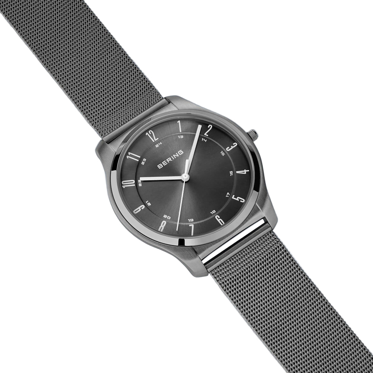 Bering Ultra Slim Grey Dial Analog Stainless Steel Men Watch 18340-377