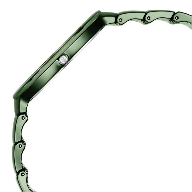 Titan Squircle Camo Analog Green Dial Ceramic Strap Watch For Unisex 1841QC05