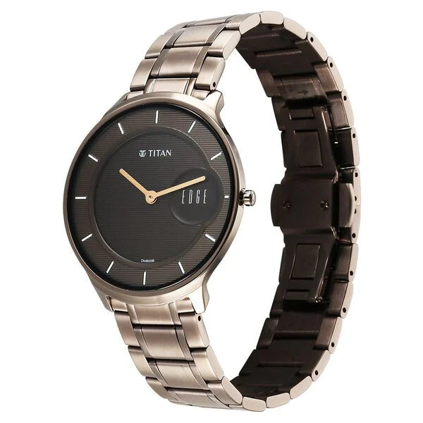 Titan Edge Baseline Brown Dial Analog Stainless Steel Strap Men's watch NT1843QM02