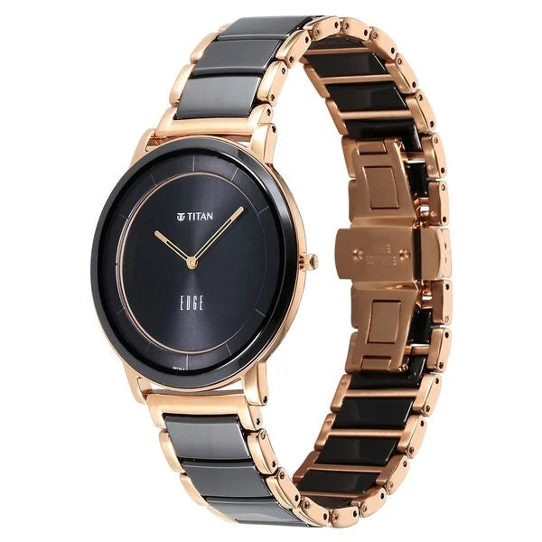 Titan Edge Fusion Quartz Analog Black Dial Men's Watch - NT1878KD03