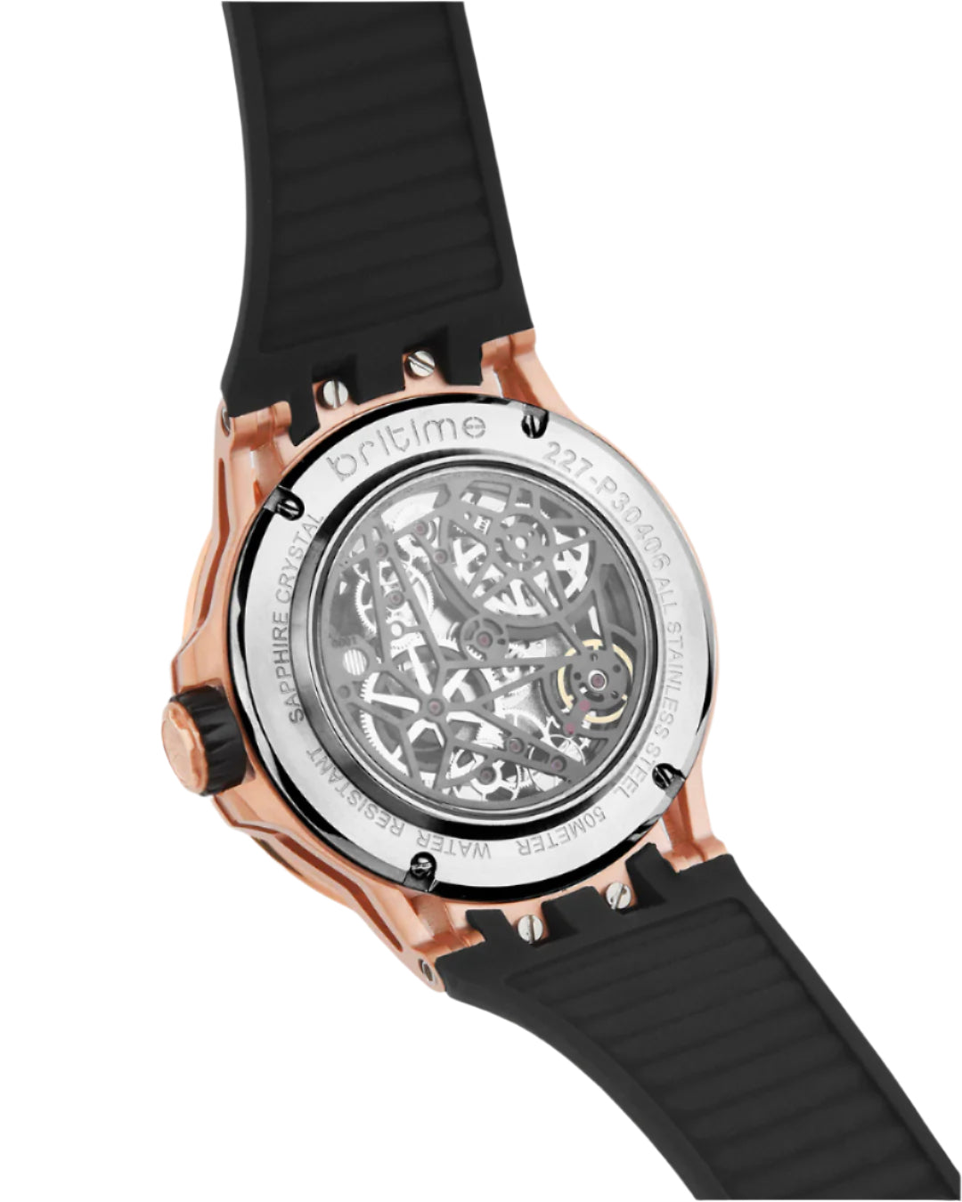 Britime Crescent Black Dial With Silicon Strep Multifunction Automatic Men's Watch - 227-P40406