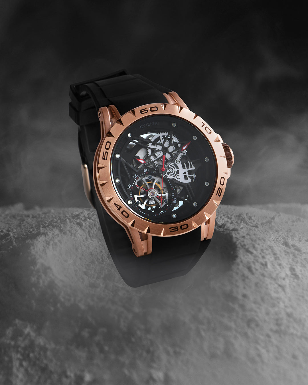 Britime Crescent Black Dial With Silicon Strep Multifunction Automatic Men's Watch - 227-P40406