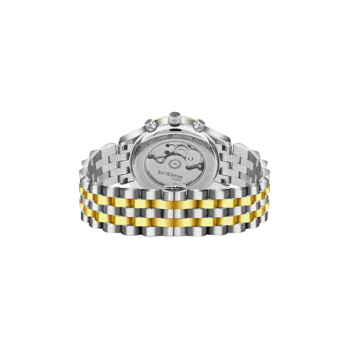 Silver and gold watch on a white background