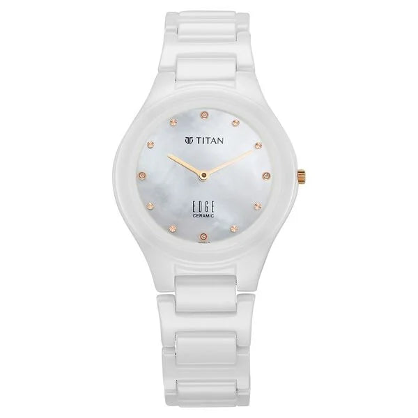 Titan Edge Ceramic Quartz in Arctic White Dial Men's Watch - NT2653KC03