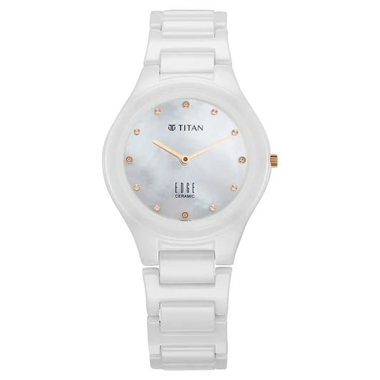 Titan Edge Ceramic Quartz in Arctic White Dial Men's Watch - NT2653KC03