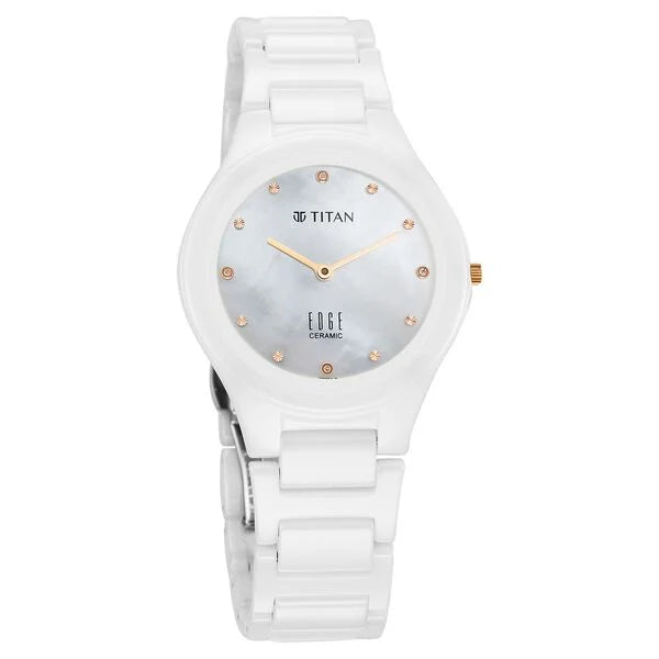 Titan Edge Ceramic Quartz in Arctic White Dial Men's Watch - NT2653KC03