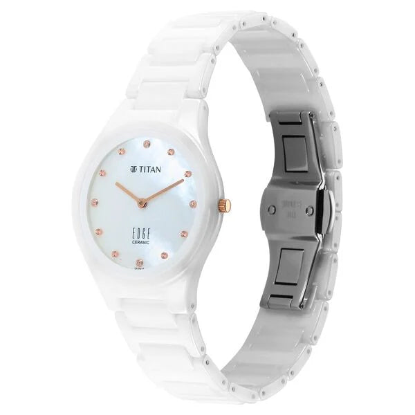 Titan Edge Ceramic Quartz in Arctic White Dial Men's Watch - NT2653KC03