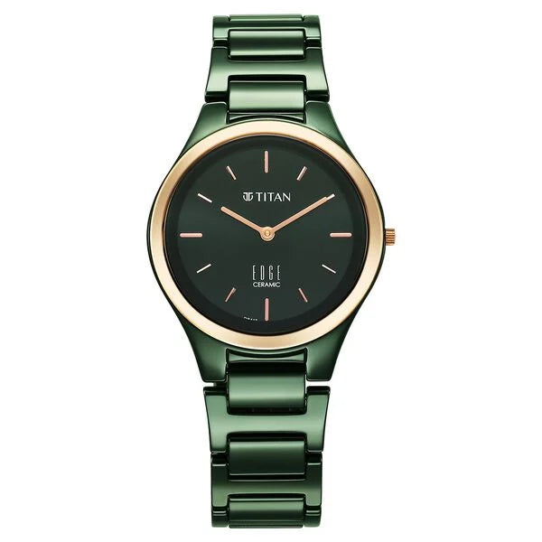 Titan Edge Bicolour Quartz Analog Green Watch For Women - NT2653KC12