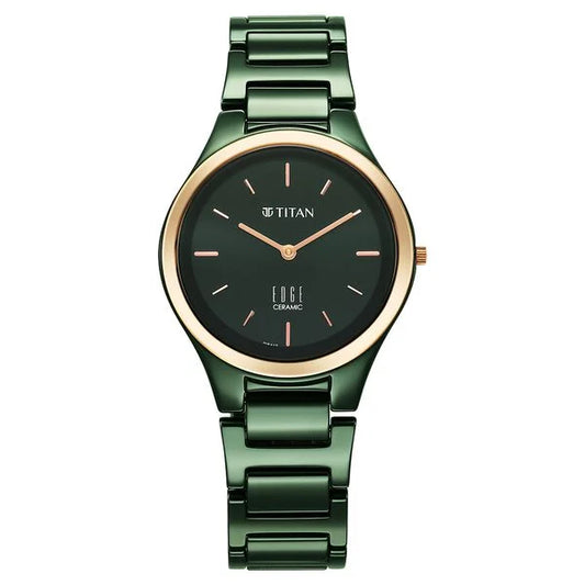 Titan Edge Bicolour Quartz Analog Green Watch For Women - NT2653KC12