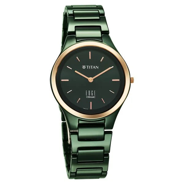 Titan Edge Bicolour Quartz Analog Green Watch For Women - NT2653KC12