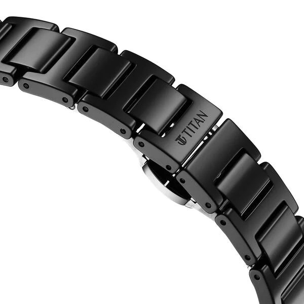 Titan Edge Ceramic Quartz Analog Black Dial Women's Watch - NT2653NC01