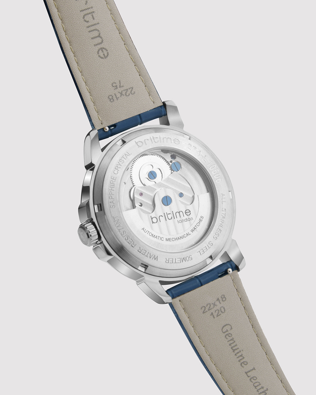Britime Aquatica Blue Dial With Leather Strep Multifunction Automatic Men's Watch - 274-L10507